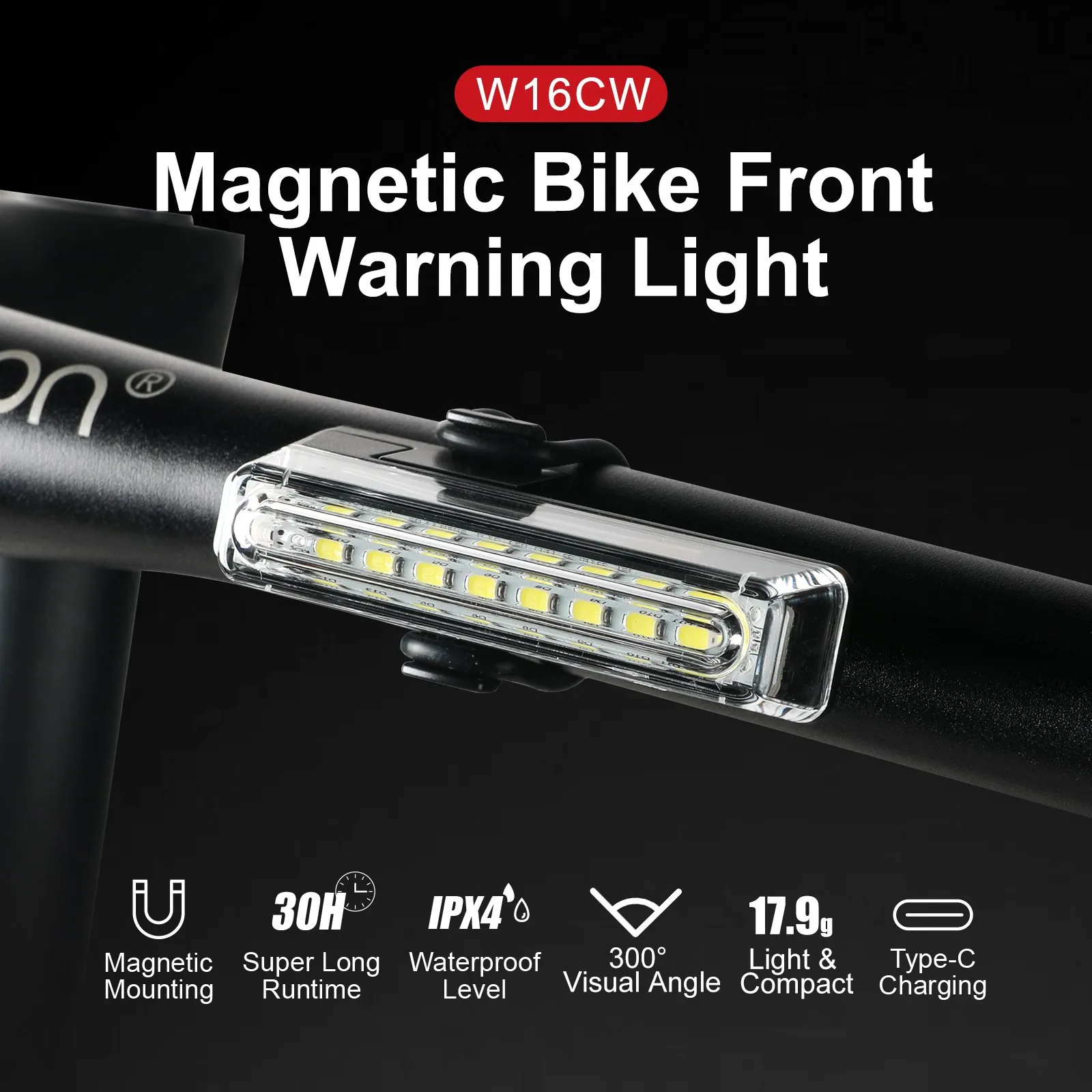 Передний велосипедный фонарь GACIRON W16CW, белый