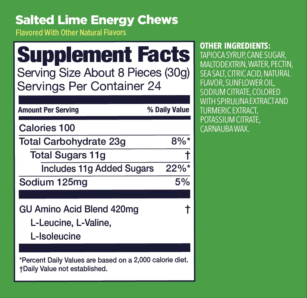 Конфеты жевательные GU Energy Chews Соленый лайм, 1 шт