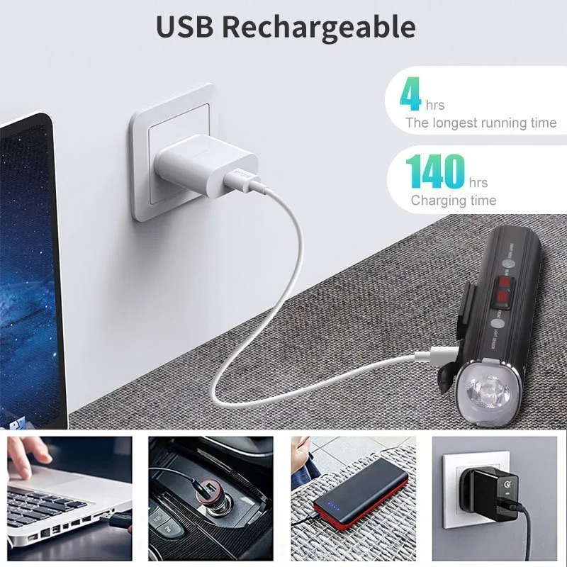 Велосипедный фонарь 2 в 1 GACIRON V20S-1000, передний/задний, черный