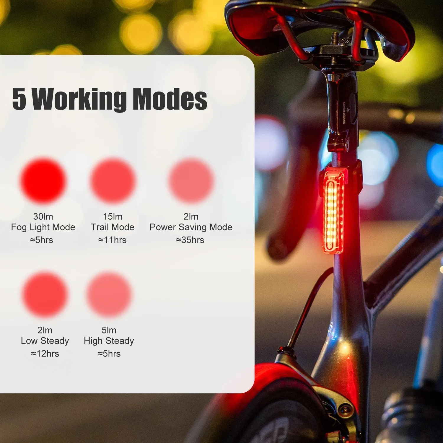 Задний велосипедный фонарь GACIRON W16C, красный