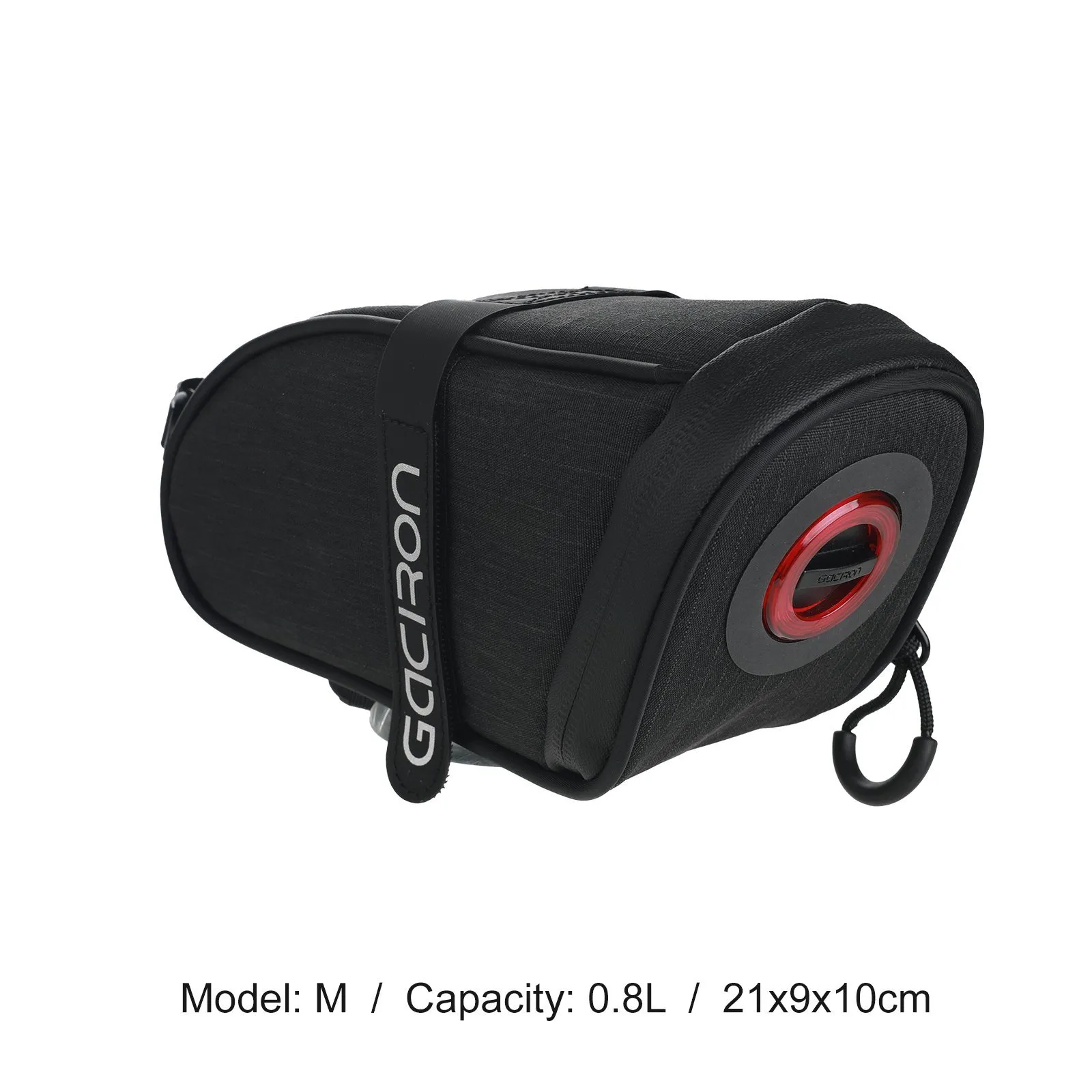 Велосумка подседельная с умным задним фонарем 2 в 1 GACIRON Birdnest-300, аэрошейп, размер M, черный