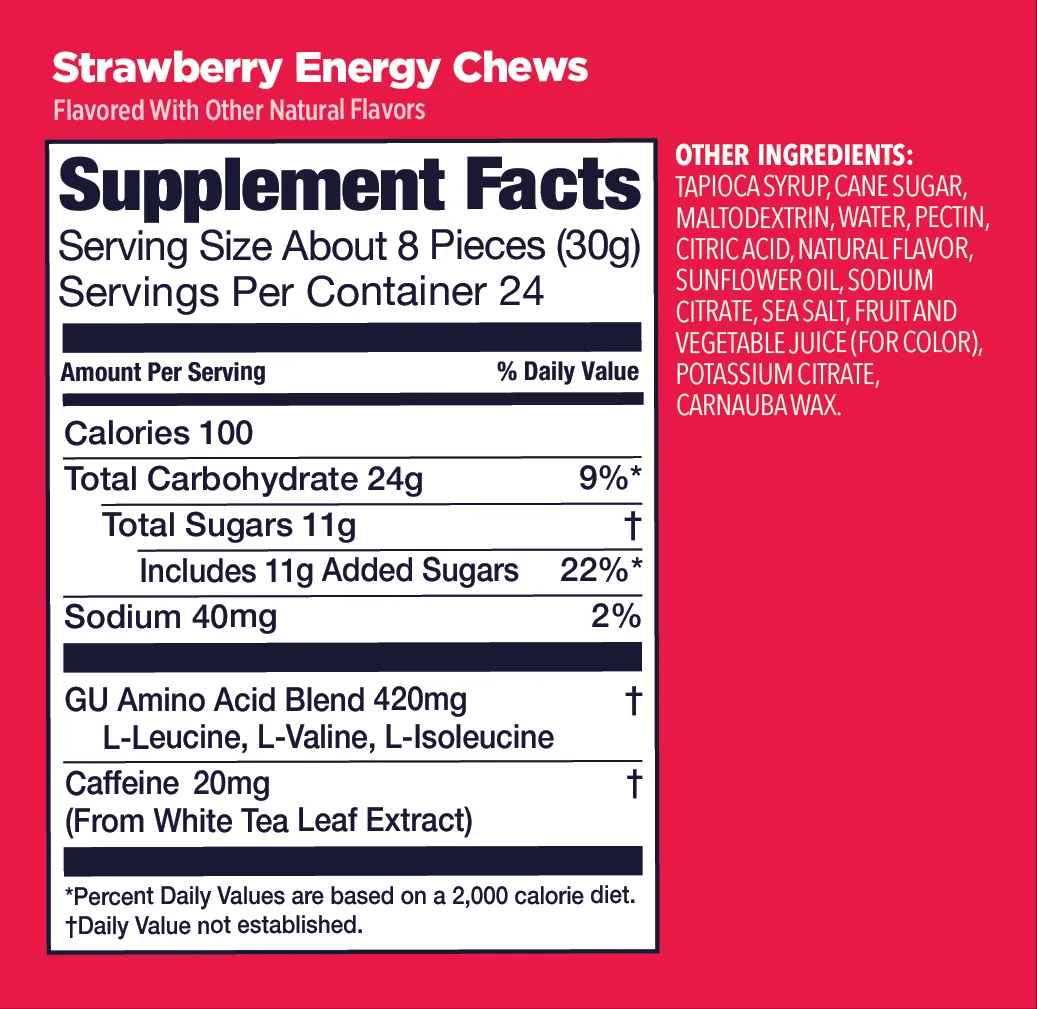Конфеты жевательные GU Energy Chews Клубника, 1 шт
