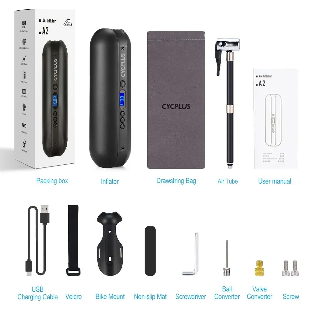 Портативный электрический насос Cycplus A2, 5Вольт, 6,4Втч, 150PSI, черный