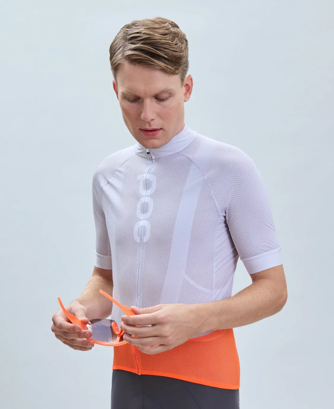 Веломайка POC M'S ESSENTIAL ROAD LOGO JERSEY Granite Grey/Zink Orange