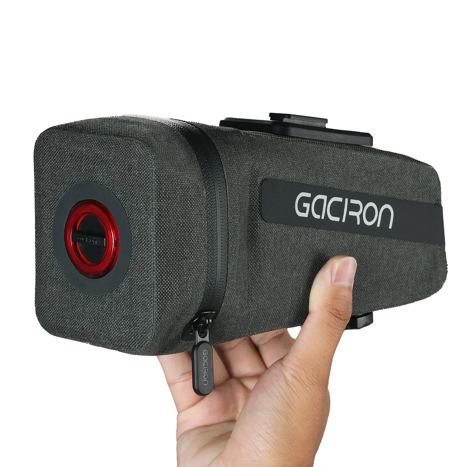 Велосумка подседельная с умным задним фонарем 2 в 1 GACIRON Birdnest-200, черный