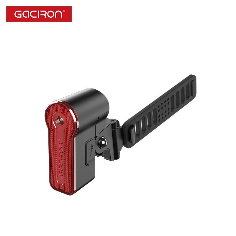 Задний велосипедный фонарь GACIRON W03A с лазером и датчиком торможения, черный