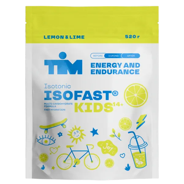 Изотонический напиток ISOFAST KIDS TIM, лимон-лайм, 1 шт, 520 гр