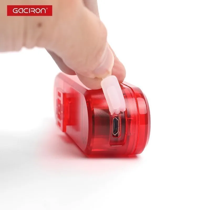 Задний велосипедный фонарь GACIRON W12BR с датчиком торможения, красный