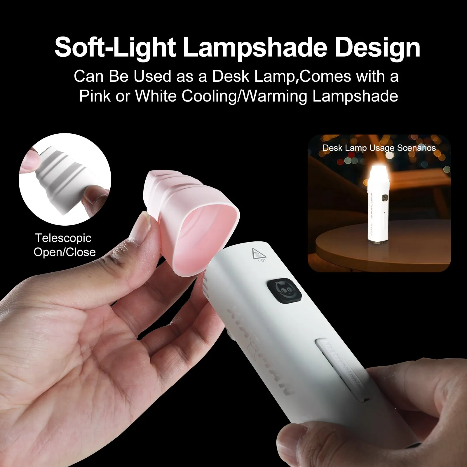 Многофункциональный велосипедный фонарь 4 в 1 GACIRON Xiaoman-1000, розовый