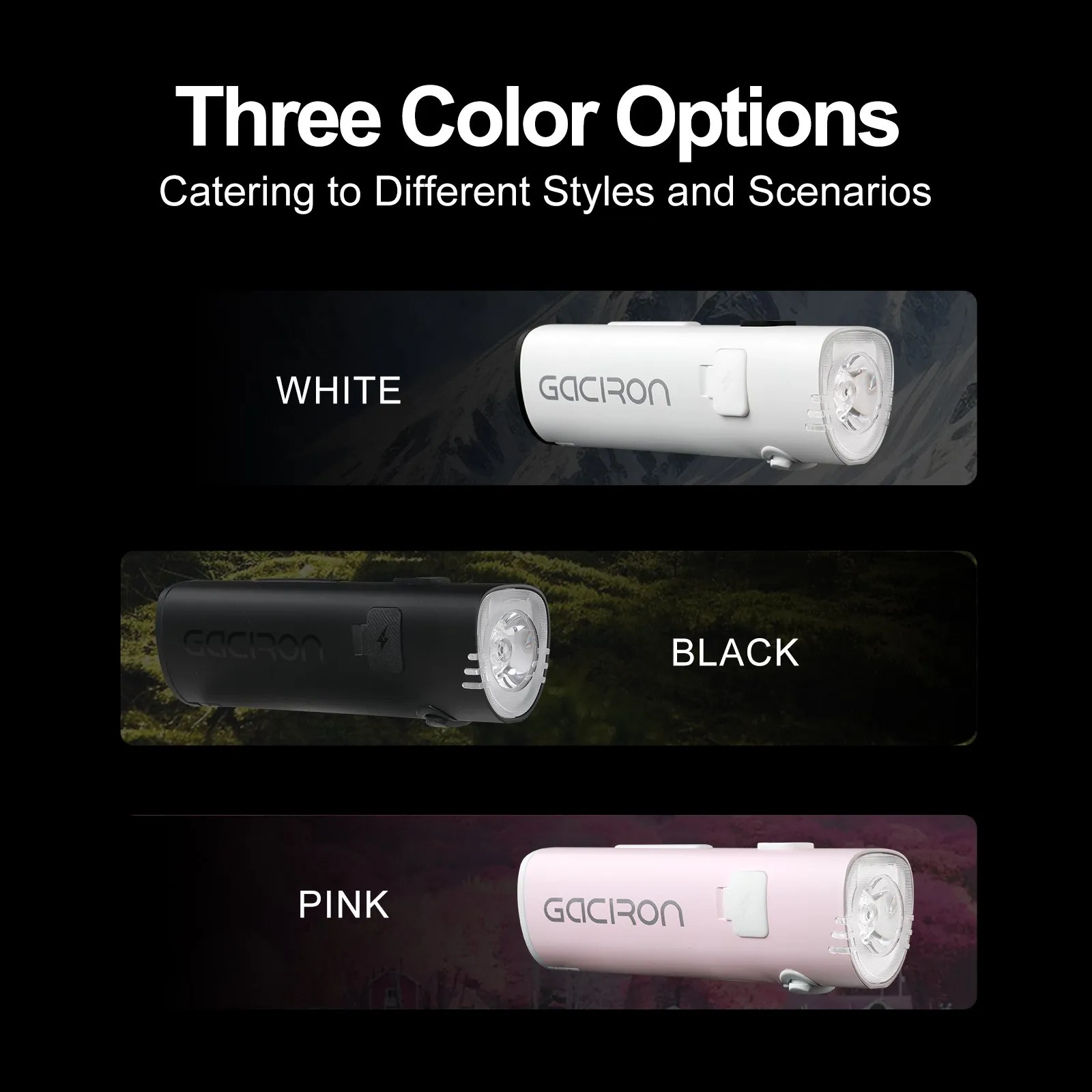 Многофункциональный велосипедный фонарь 4 в 1 GACIRON Xiaoman-1000, черный