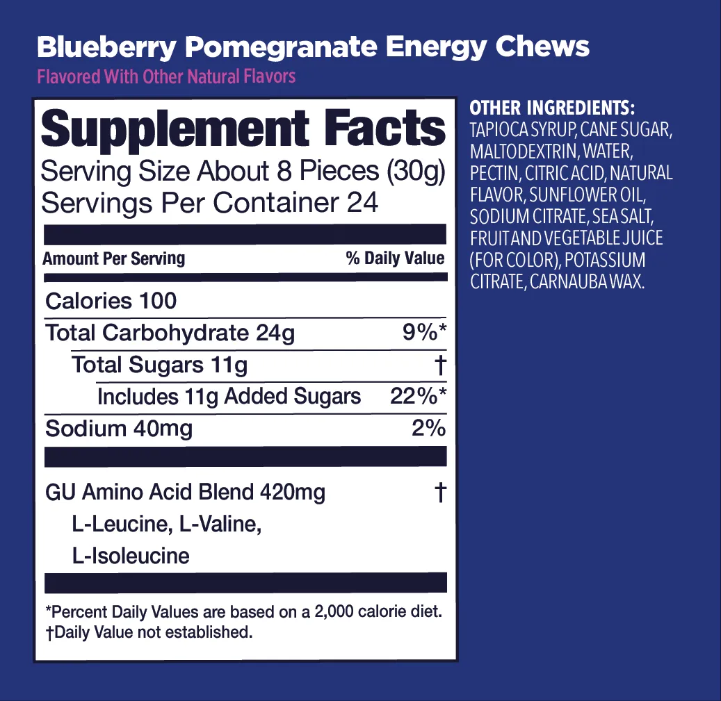 Конфеты жевательные GU Energy Chews Черника-гранат, 1 шт