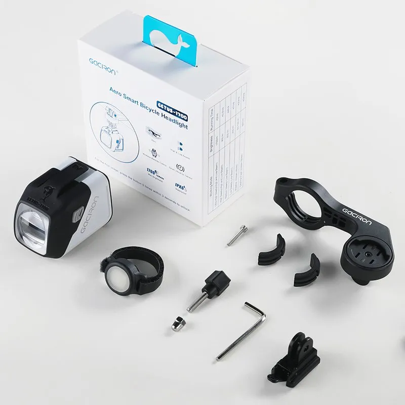 Аэродинамический велосипедный фонарь GACIRON Cetus-1700, белый