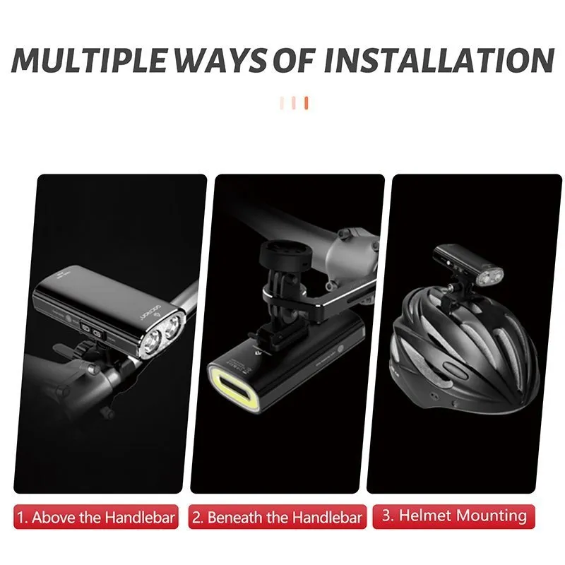 Велосипедный фонарь 2 в 1 GACIRON V20D-1700, передний/задний, черный