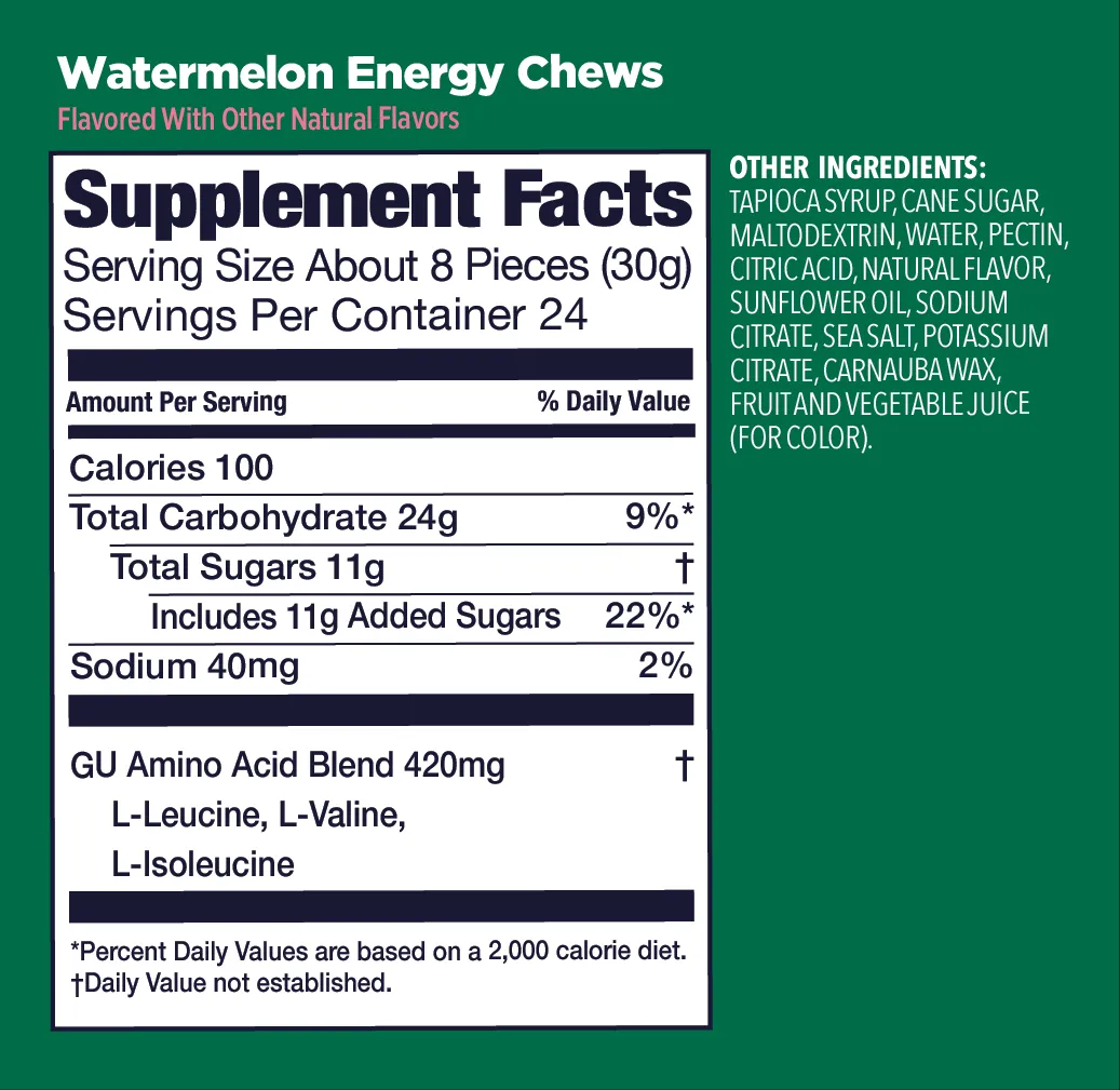 Конфеты жевательные GU Energy Chews Арбуз, 1 шт