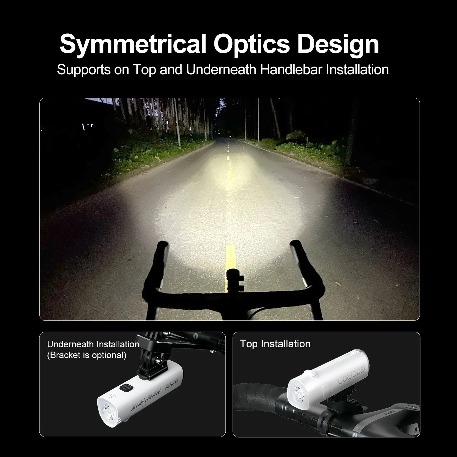 Многофункциональный велосипедный фонарь 4 в 1 GACIRON Xiaoman-1000, белый