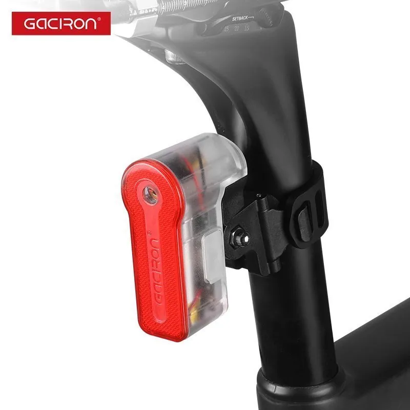 Задний велосипедный фонарь GACIRON W03AW с лазером и датчиком торможения, прозрачный