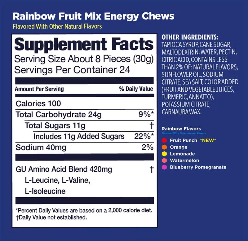 Конфеты жевательные GU Energy Chews Радужный Фруктовый MIX, 1 шт