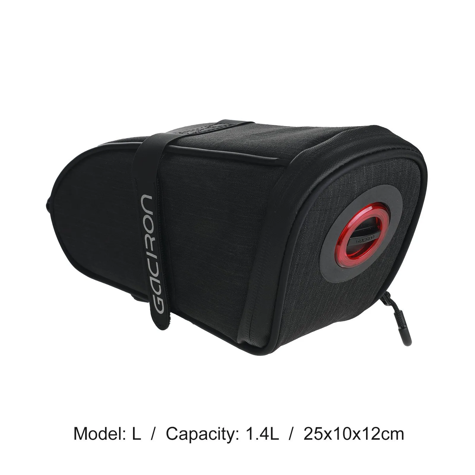 Велосумка подседельная с умным задним фонарем 2 в 1 GACIRON Birdnest-300, аэрошейп, размер L, черный