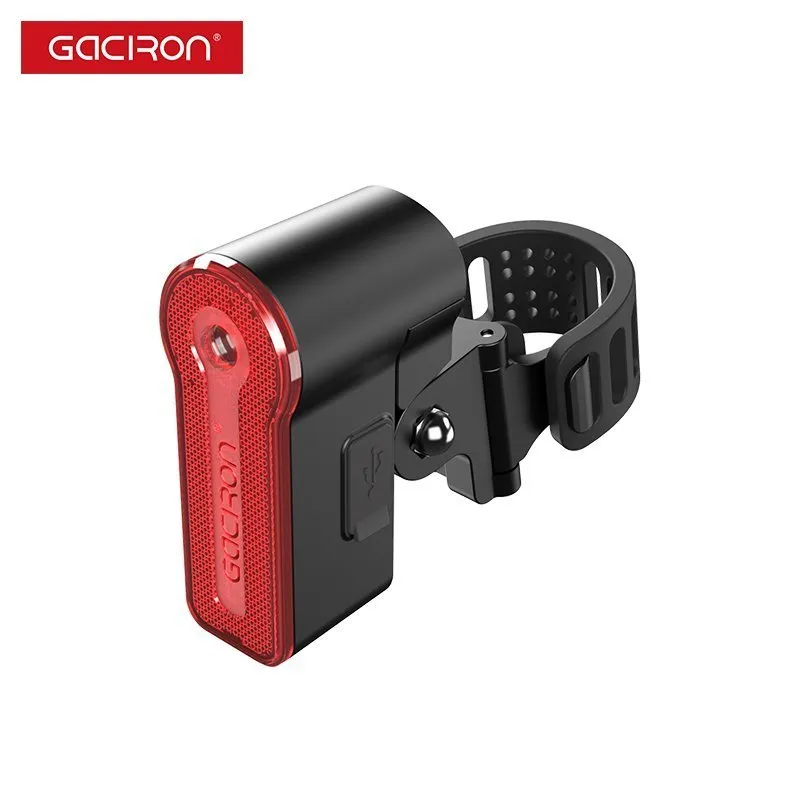 Задний велосипедный фонарь GACIRON W03A с лазером и датчиком торможения, черный