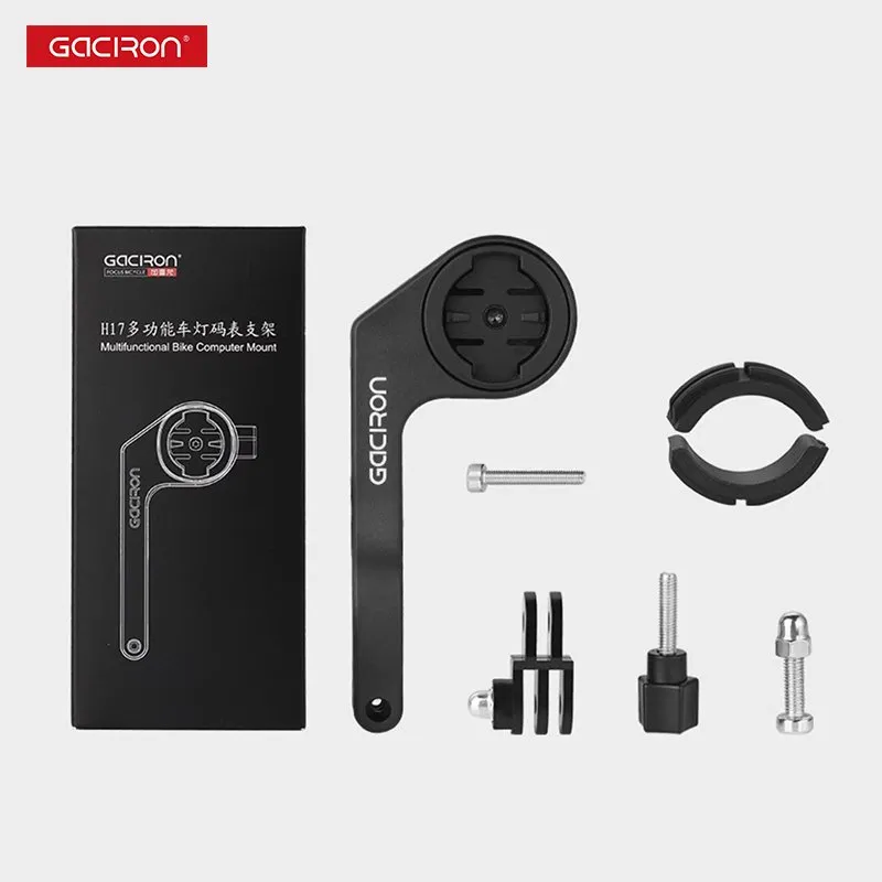 Многофункциональное крепление на руль GACIRON H17 для велофонарей GACIRON, для велокомпьютеров Garmin и камер GoPro, черный